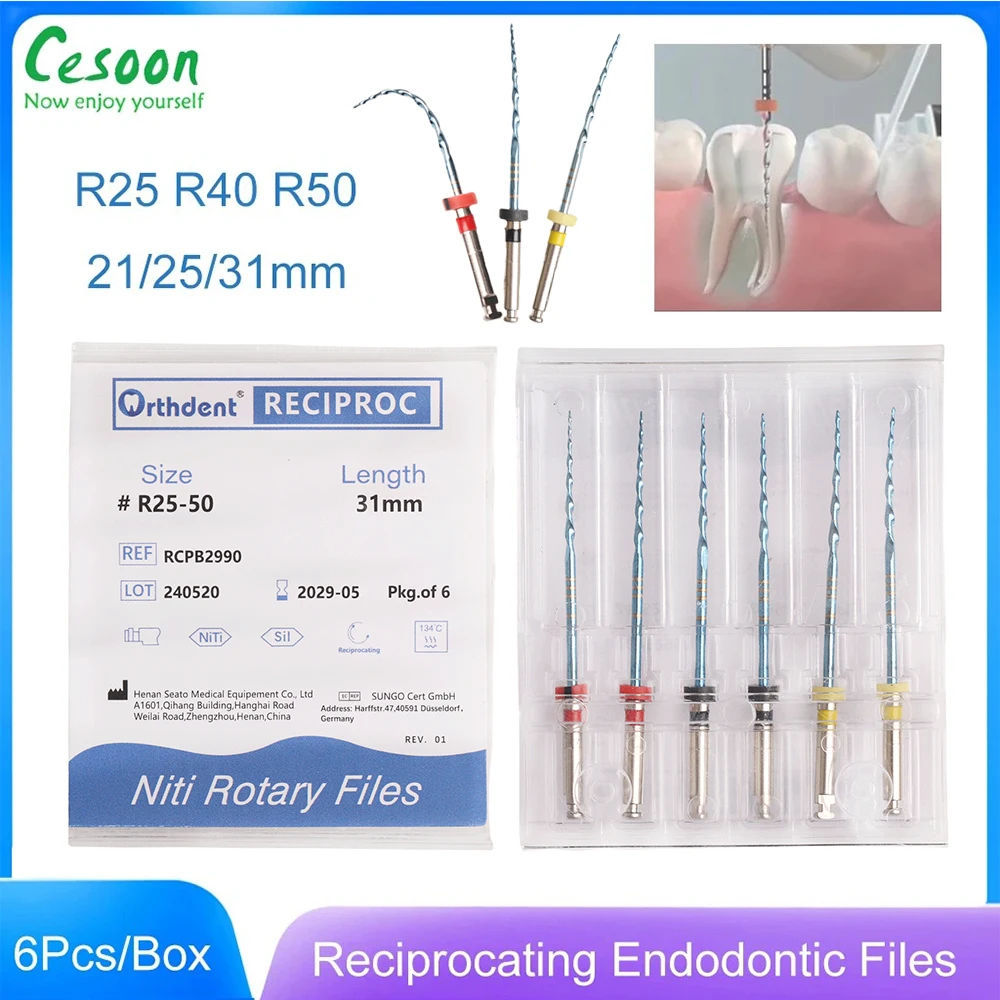 

6 шт./коробка Стоматологические поршневые голубые эндодонтические напильники Niti с тепловой активацией, поворотные напильники 25 мм, используются для инструмента для корневого канала, стоматологии
