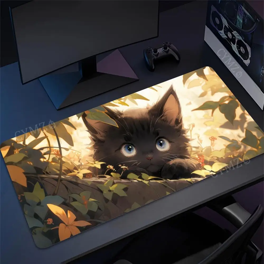 

Plants and Kawaii black cat Mouse Pad Desk Mat gaming mats rubber anti-slip Durable pc accessories keyboard mouse pads rug