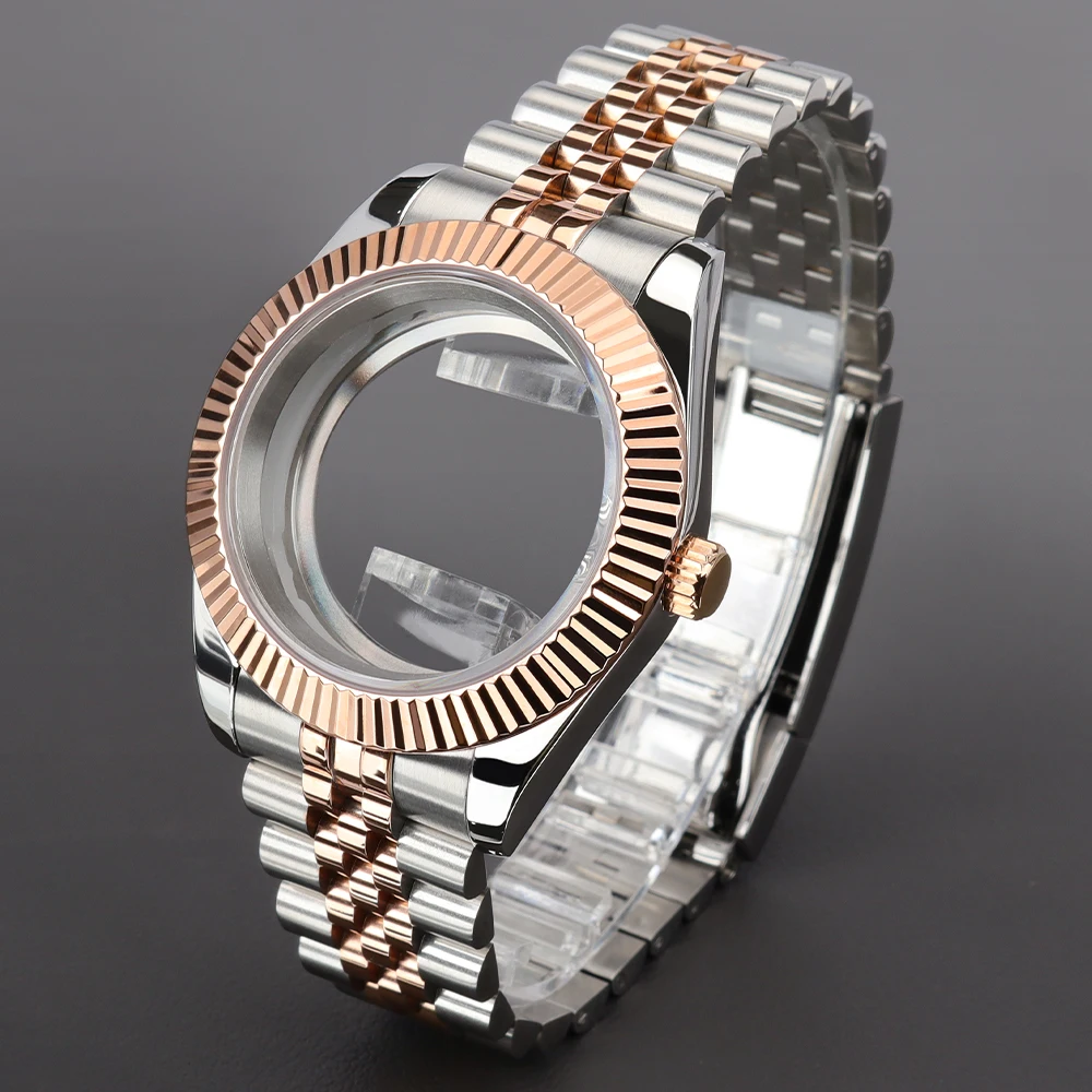 

36mm/39mm Fluted Bezel Case For DJ SK NH35 NH36 NH70 Miyota8215 Movement Watch Case Jubilee Bracelet Sapphire Glass Slide Buckle