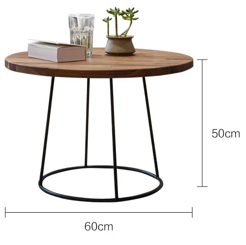 Coffee Table South American Walnut with Metal Legs Round Solid Wood Sidetable Small,Beautiful, Suitable for Living Room,Bedroom