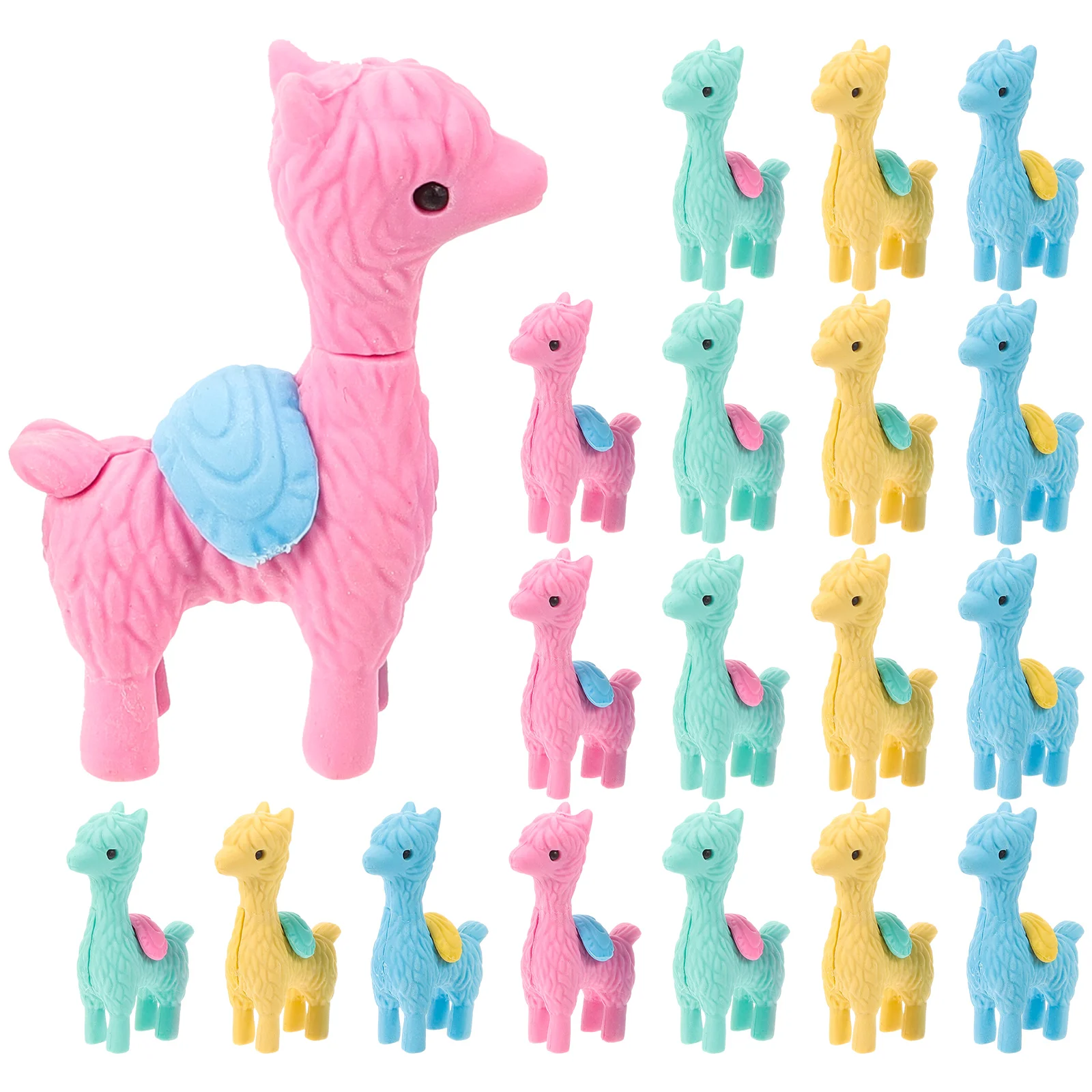 

20 Pcs Eraser Erasers for Kids Festival Gift Adorable Alpaca Assembled Animal Kindergarten Cartoon Rubber Child Painting