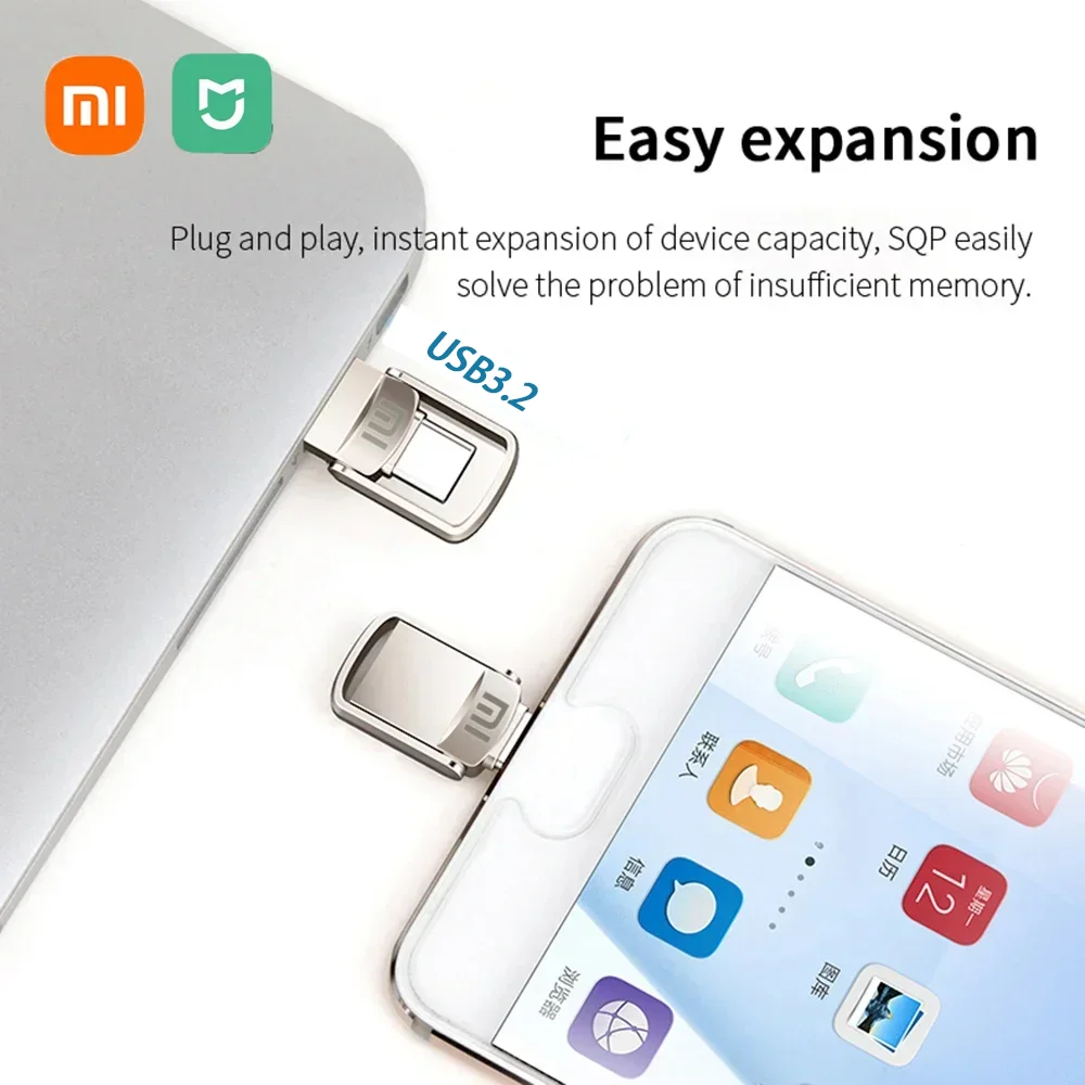 Xiaomi U-диск Интерфейс USB 3.2 Type-C Мобильный телефон Компьютер Взаимная передача Портативная USB-память 2 ТБ 1 ТБ 256 ГБ 128 ГБ 512 ГБ