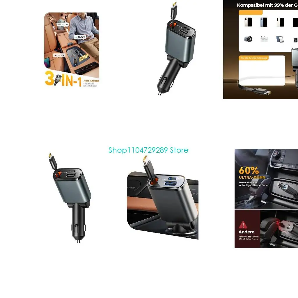 

D8KE 3 в 1 автомобильных зарядных устройствах с USB C Mlassing & Tiny USB для эффективной зарядки