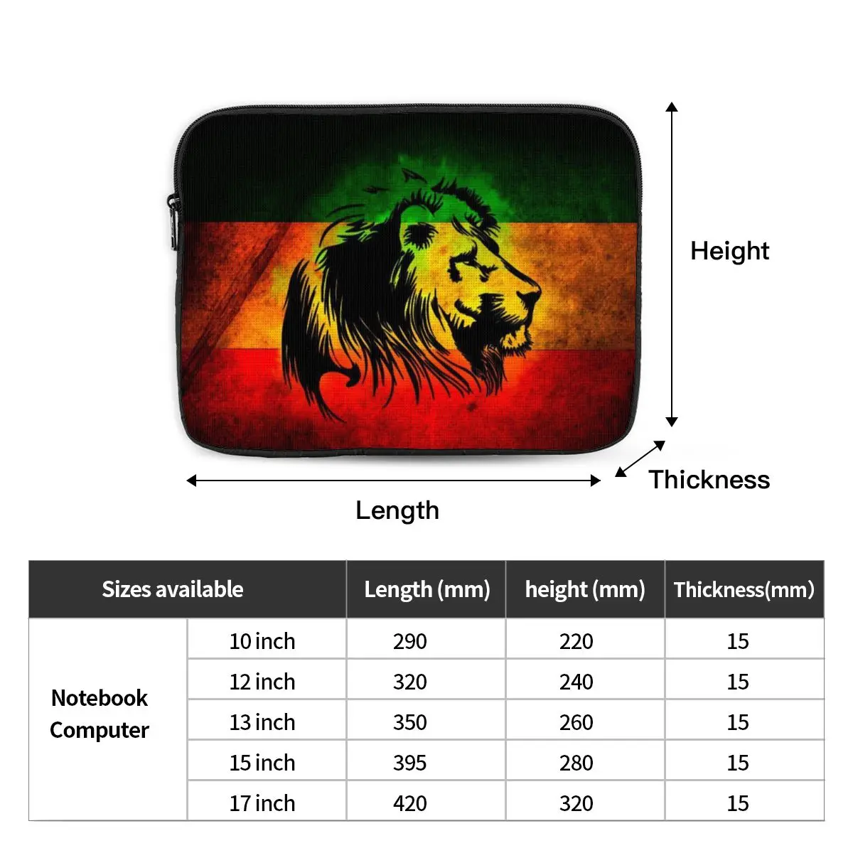 Rasta Lion Stripe 6 Notebook Laptop Bag Case Pouch 10 12 13 15 17 Inch Notebook Sleeve Cover Bag Tablet Shockproof Case Bag