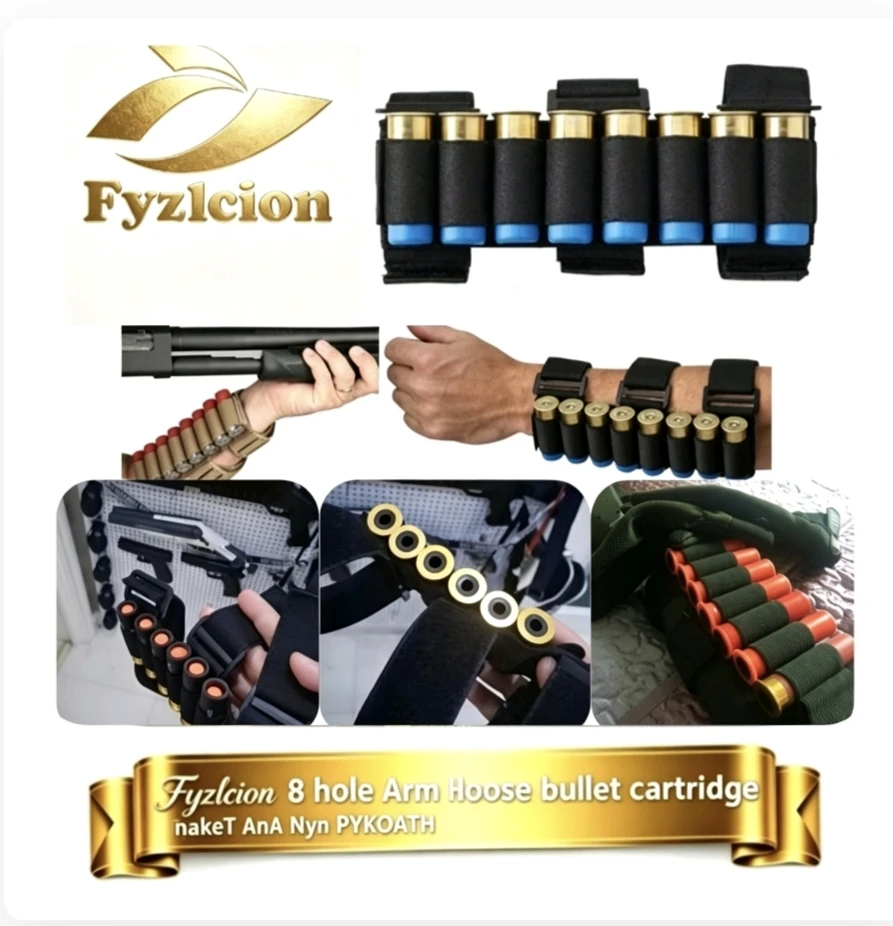 

Fyzlcion 8 Rounds Arm Shotgun Shell Holder Adjustable Arm Bullet Bandolier 12G Cartridge Arm Pouch Outdoor Hunting Shooting Arm