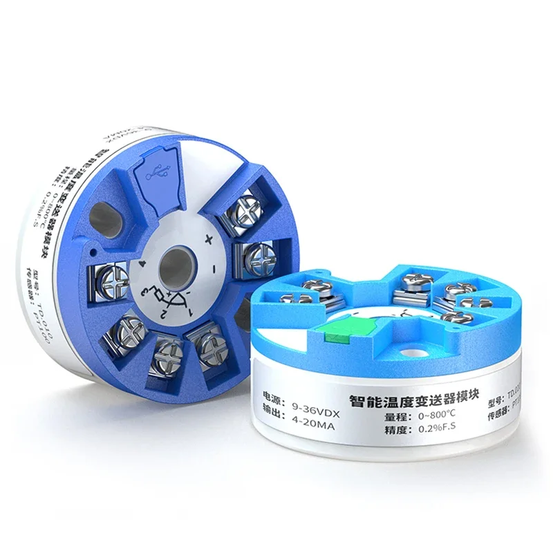 

Industrial Head-Mounted Temperature Transmitter Programmable K Thermocouple PT100 4-20mA Converter RTD Input Output OEM