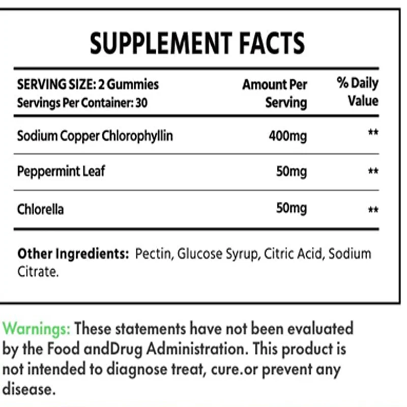 Body Magic Gummies, Chlorophyll Supplements Containing Mint and Microalgae -60 Gummies To Support Overall Health