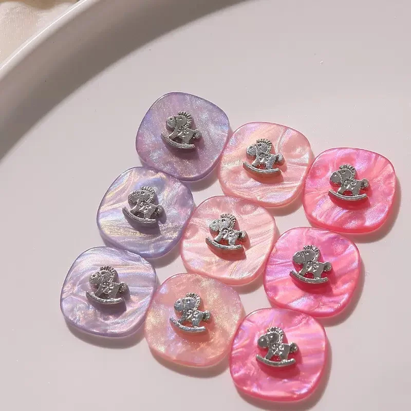 New 40pcs/lot cartoon Horse core geometry square shape acrylic cabochon beads without hole diy jewelry garment hair accessory