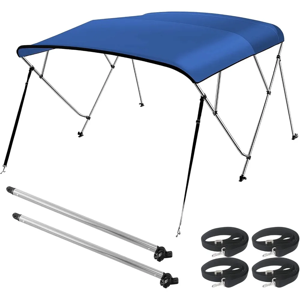 

4 Bow Bimini Top Boat Cover Sun Shade Boat Canopy Waterproof 1 Inch Aluminum Frame with Rear Support Pole and Storage Boot（4 Bo
