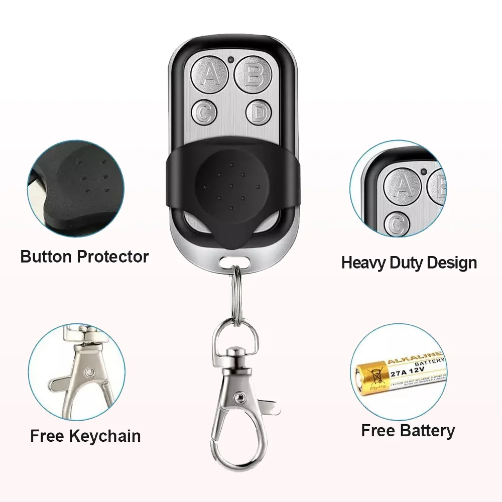 

315MHz/433MHz Metal Four-key Garage Door Copy Remote Control Cross-border Access Control Clone Remote Control