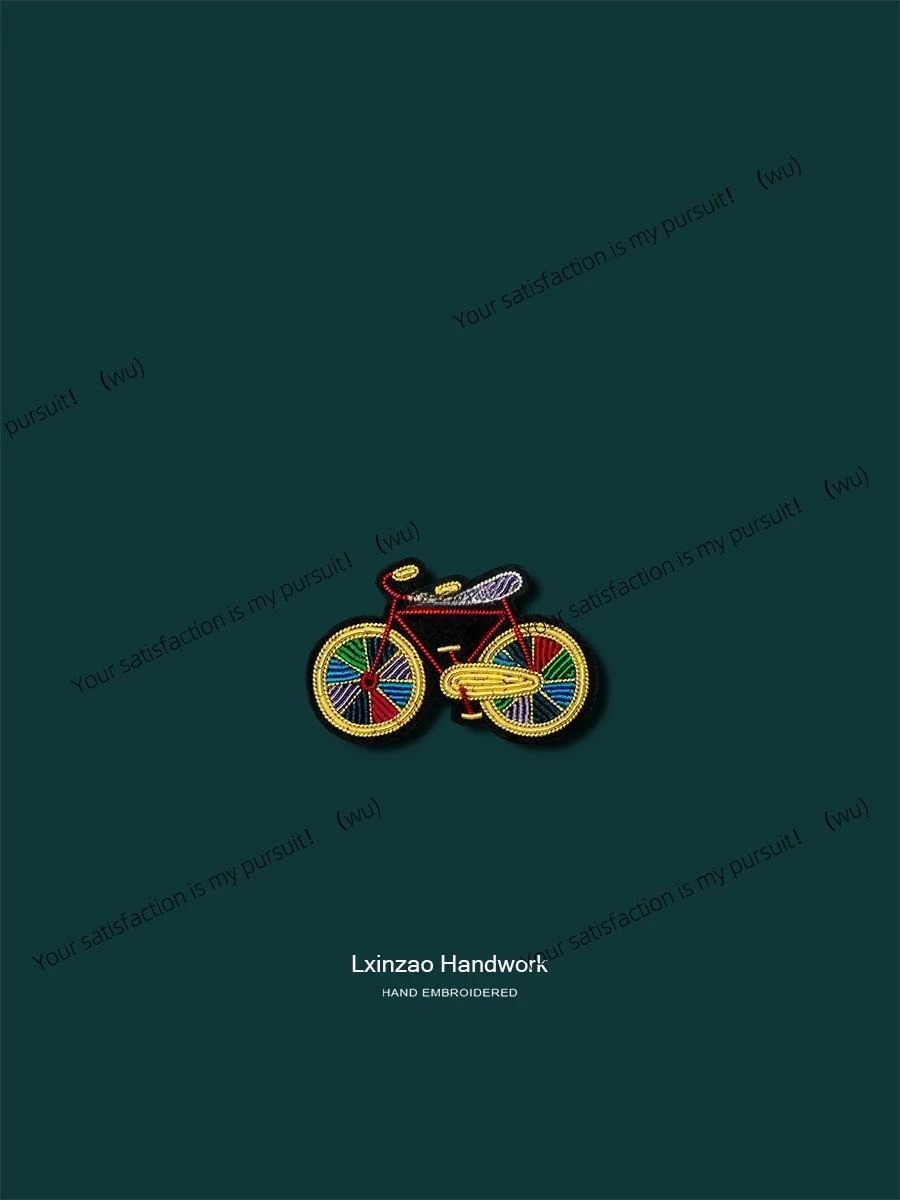 Spiritual Indian silk handmade embroidery brooch brooch brooch temperament high-end exquisite rainbow bicycle pin badge tide