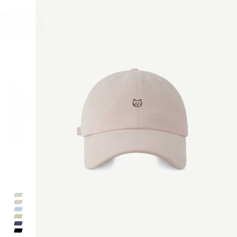 Cute Cat Embroidery Baseball Cap for Women Beige Soft Top Dad Hat Outdoor Sports Casual Baseball Cap for Women Girls view 4