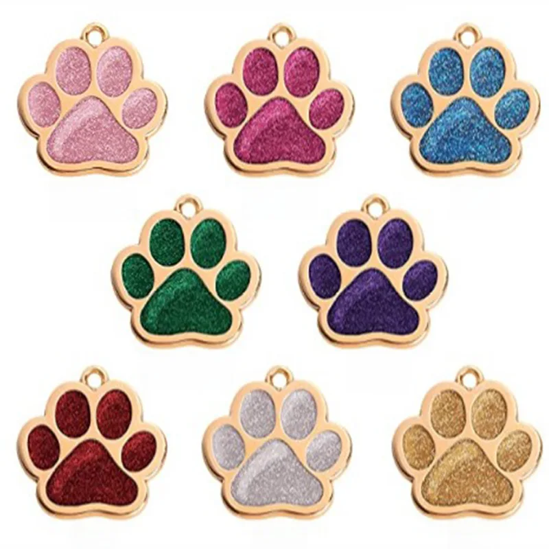 Cross-border new zinc alloy pet tag laser engraved gold footprints spot wholesale pet supplies dog tag Puppy collar Tick remover