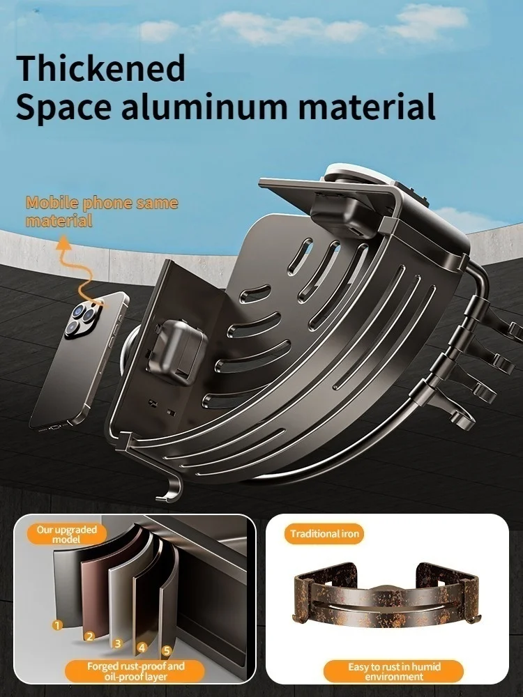 Suction Cup Perforation-Free Space Aluminum Bathroom Storage Shelf Bathroom Triangle Basket Wall Hanger Bathroom Corner Storage image 5