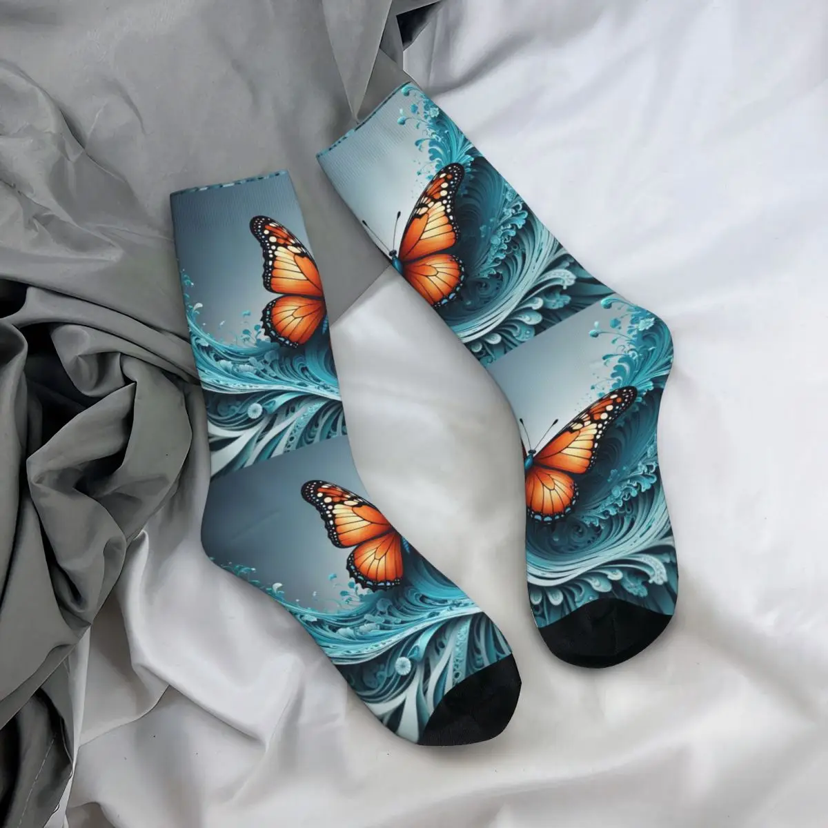 

Элегантные носки с шепоткими крыльями в стиле Харадзюку, впитывающие пот чулки, всесезонные длинные носки для унисекс, рождественские подарки
