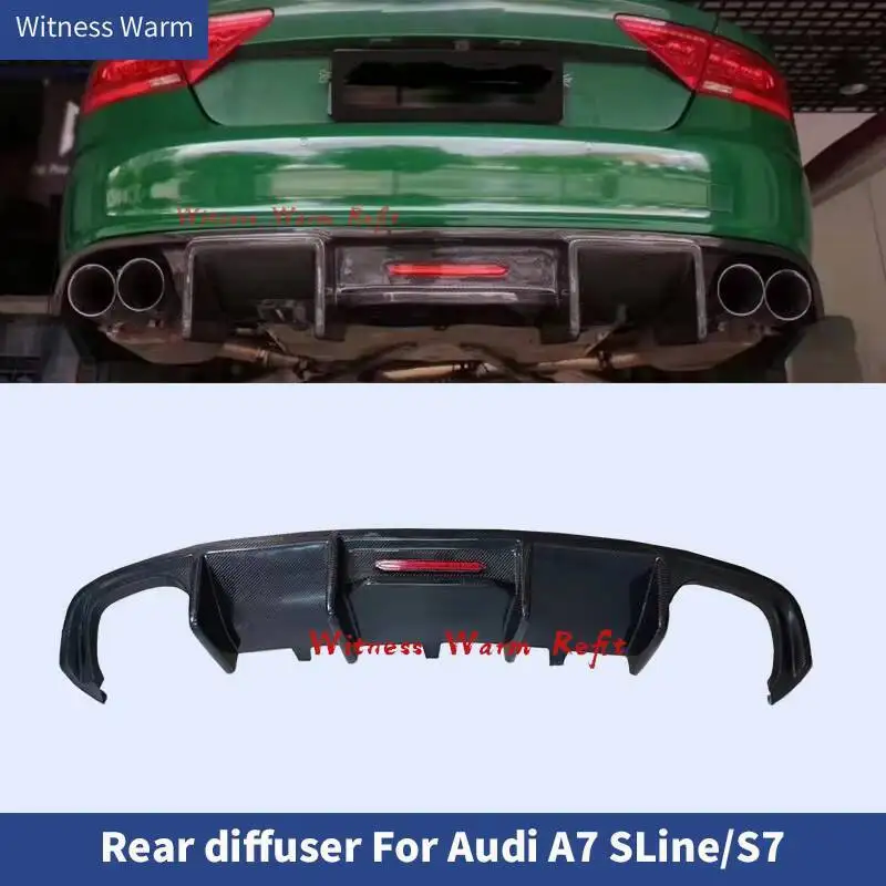 Lame de pare-choc arrière de voiture en Fiber de carbone/Frp, Spoiler de diffuseur automatique avec lumière pour Audi A7 Sline S7 2013 2014 2015