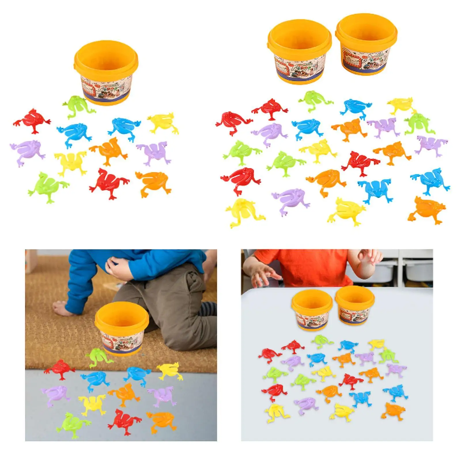 ضفادع القفز الرائعة، ألوان متنوعة، ضفادع القفز، لعبة عائلية، لعبة القفز الضفادع مع دلو