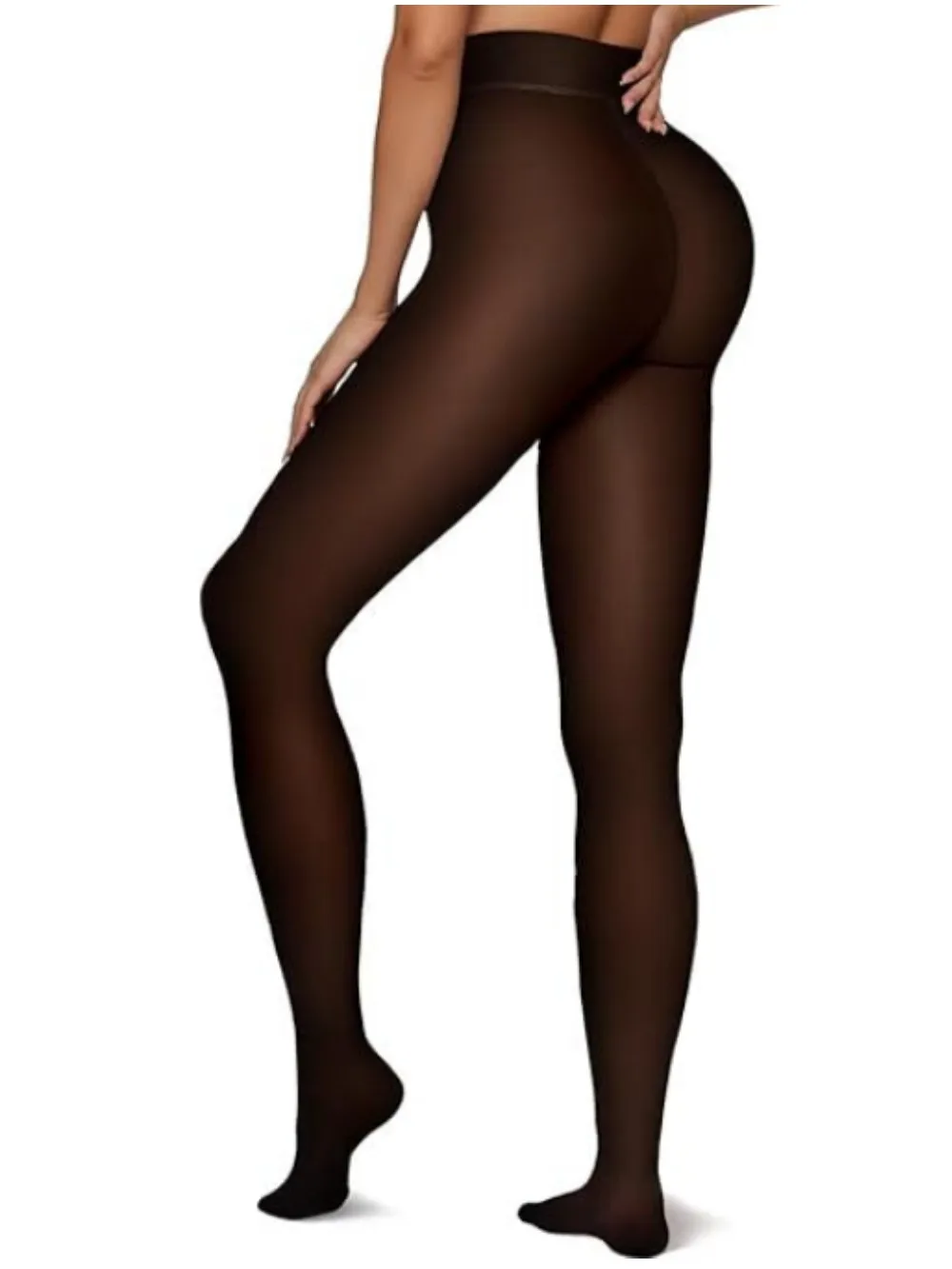 Collants doublés en polaire pour femmes, collants chauds et transparents, faux translucides, serrés d'hiver S M L