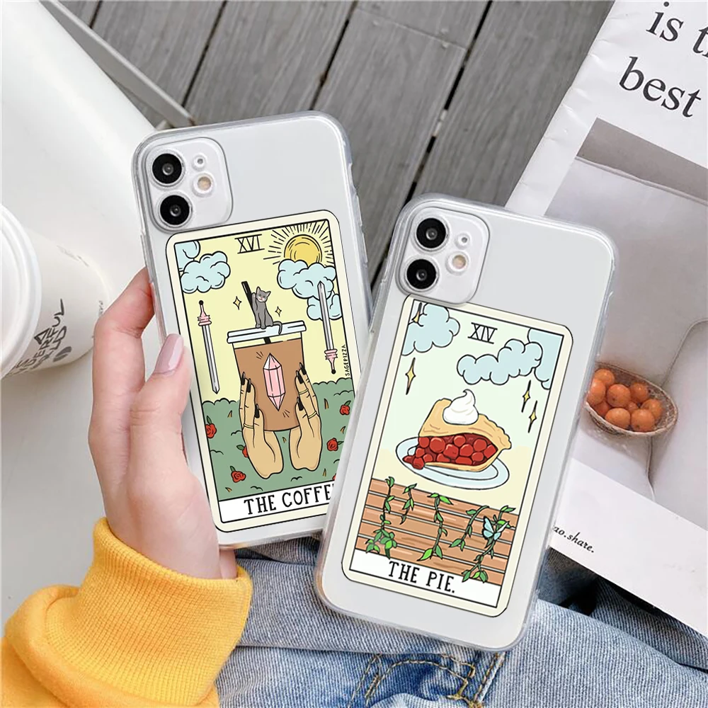 INS Witches The Moon And Sun Tarot Mystery Totem Phone Case For iPhone 11 12 13 Pro Max 7 8 Plus Mini SE X XS Max XR Cover Funda