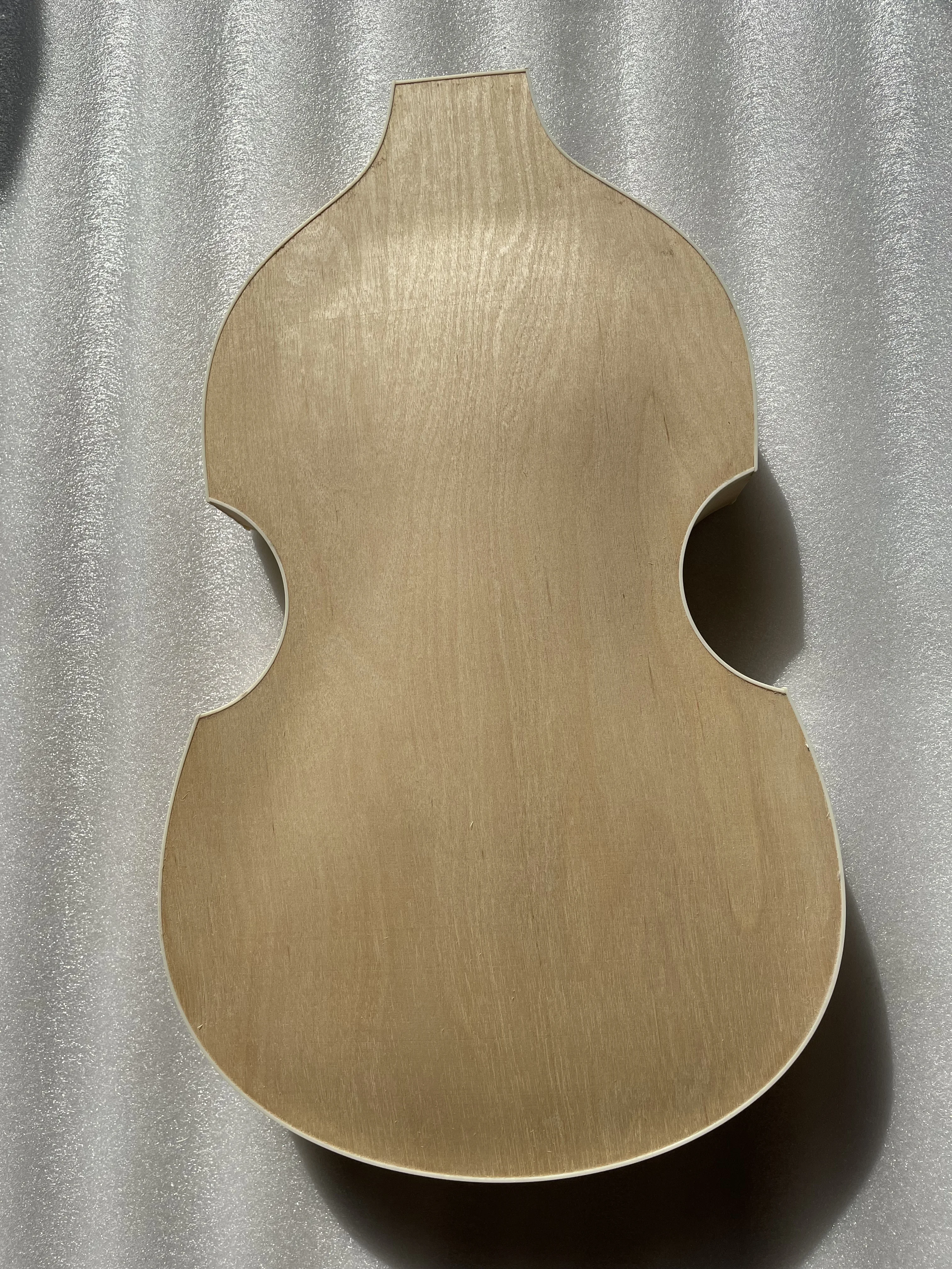 Unfinished DIY Guitar Body Kit, Flamed Maple Wood Veneer, No Paintting Double Bass Shaple, 4 Strings