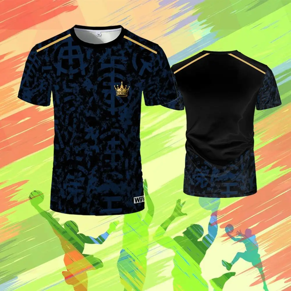 

2025 new men's sports street T-shirt crown pattern printing breathable fashion short-sleeved men and women's daily casual tops
