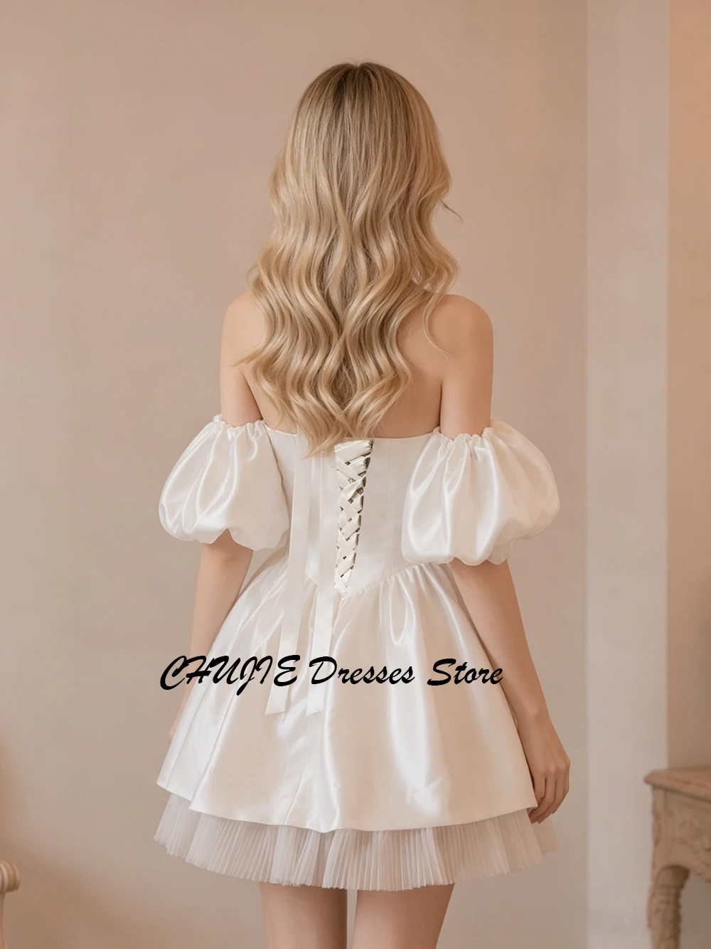 Short Puffy Sleeves Graduation Dress Short Homecoming Dresses For Teen A Line Custom Sweet 15 16 Mini Evening Prom Party Gowns
