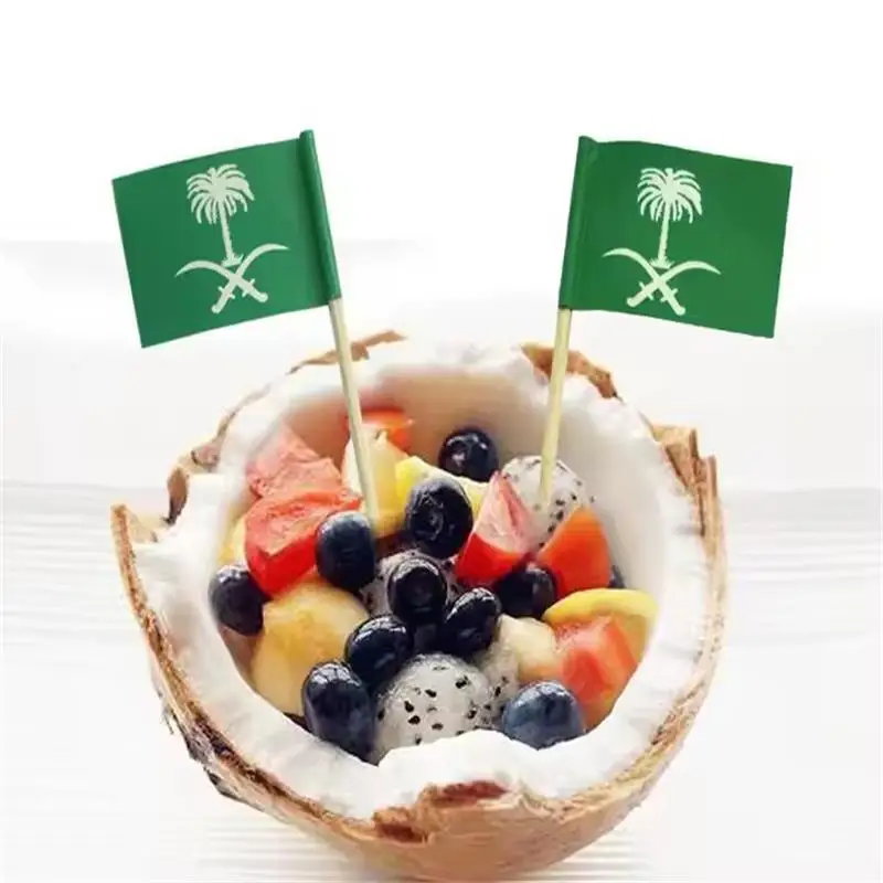 Mini 50Pcs Saudi Arabia Symbol Toothpick Flags Food Picks CakeToothpicks Cupcake Fruit Cocktail Sticks Decoration Toothpick Flag