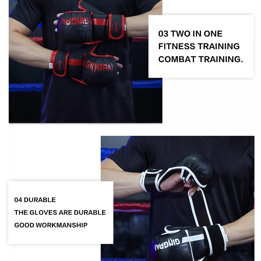 Profesjonalne rękawice bokserskie MMA z półpalcami, zagęszczone rękawice treningowe Sanda Muay Thai, akcesoria treningowe do boksu 