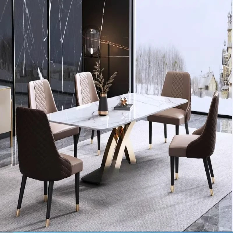 

Italian light luxury marble dining table and chair combination, post-modern simple home