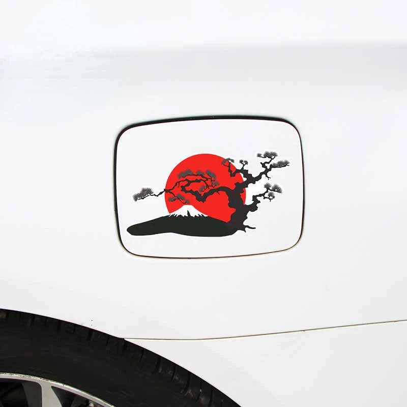 V1740# Car Sticker Japanese Landscape Silhouette Cartoon Decal For Minibus, Trunk, Bumper Waterproof Sticker