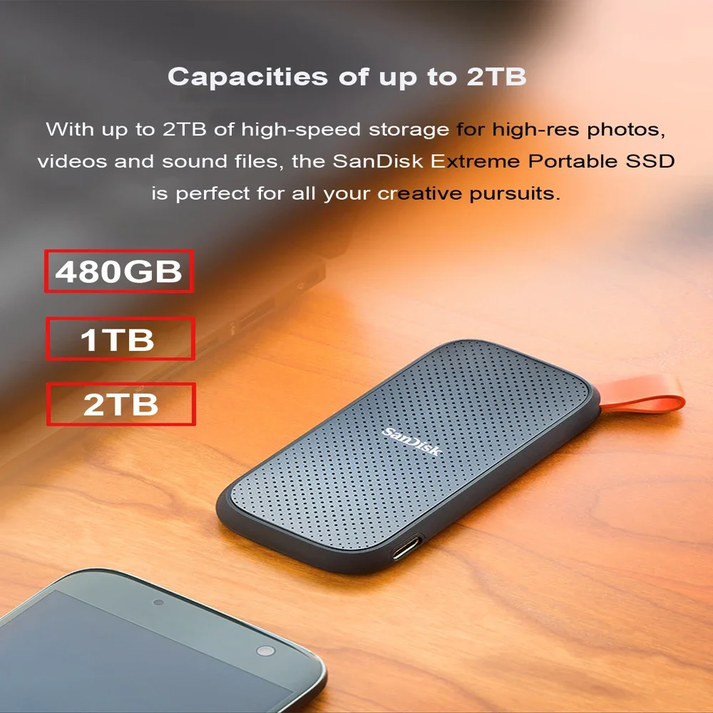 Disque Dur Externe Extreme Portable E30 SSD 480 go, 1 to, 800 mumental, USB 3.2 Type-C, 2 to, pour Ordinateur Portable