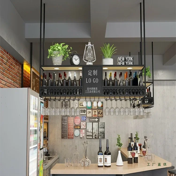 Bar counter hanger, upside-down wine glass rack, wrought iron hanging
