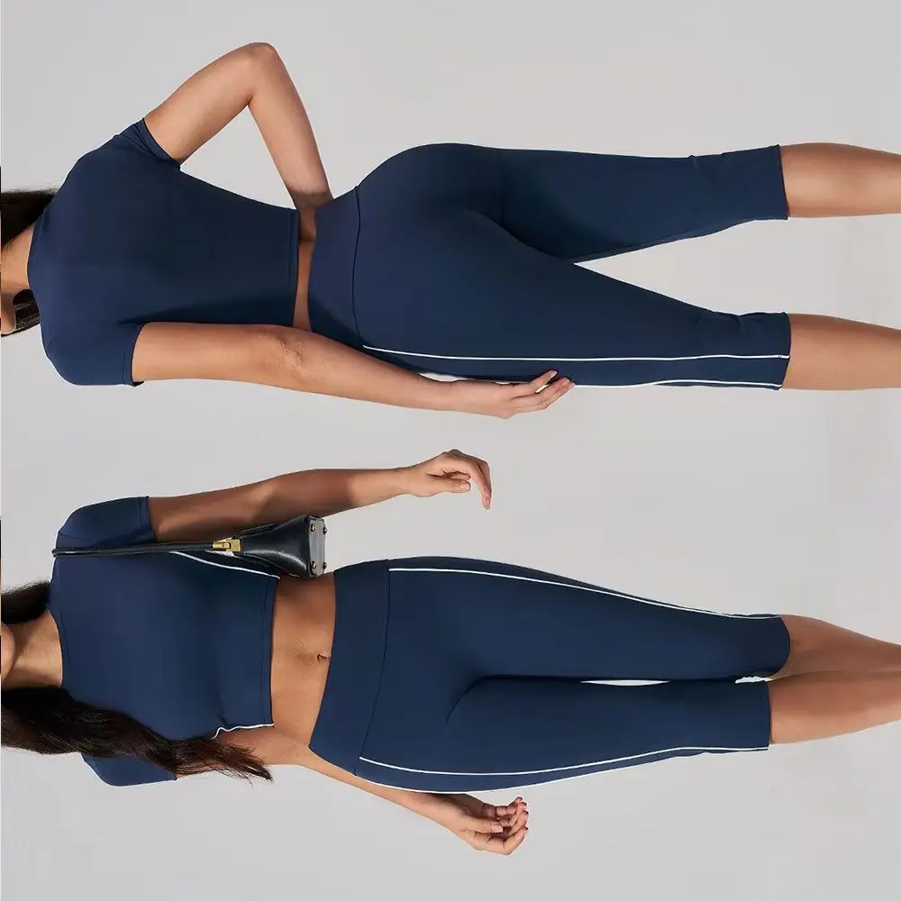 2PCS Gym Half Zipper High Collar Sports Shirts Fitness Tight Long Sleeved Running Cycling High Waisted Yoga Pants Set 2Pcs