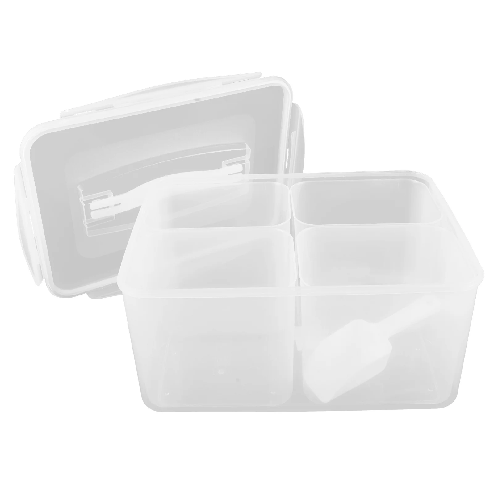 

8L Clear Plastic Divided Storage Container with Sealed Compartments Airtight Lid for Tea Bags Condiments Meal Prep Kitchen Use
