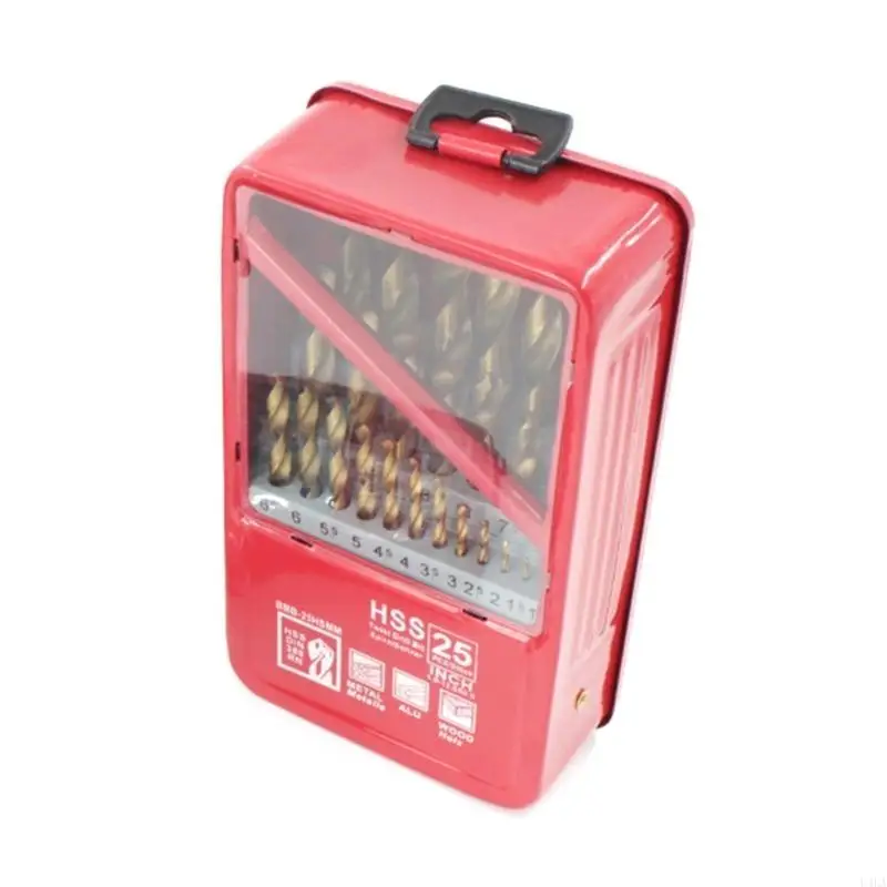 U4LA 25 Teile/satz Spiralbohrer Set Bohrer für Stahl Holz Metall Kupfer