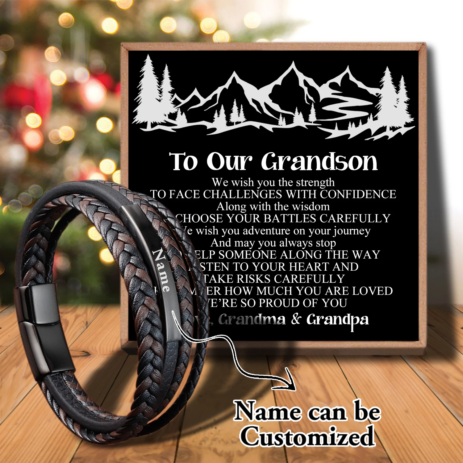 

Sap3158 Grandma And Grandpa To May Grandson Hot Sell Men classice Multilayer Leather Bracelet Magnetic-clasp