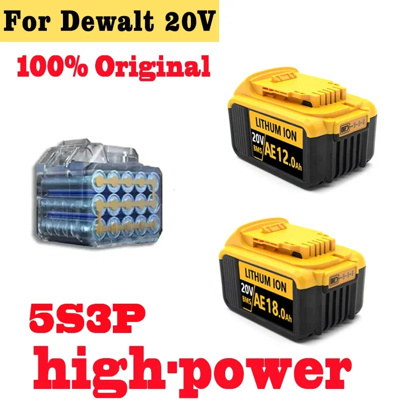 Novo 100% original 18000mah 20v para bateria de ferramenta elétrica dewalt dcb206 20v 18.0ah bateria dcb206 20v bateria dcb205 dcb200