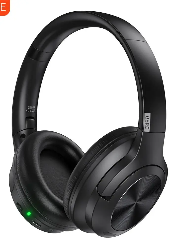 무선 헤드폰 QERE E80 이어폰, 블루투스 5.3, ANC 노이즈 캔슬링, 고해상도 오디오, 오버 이어 헤드셋, 70H, 40mm 드라이버, 2.4G