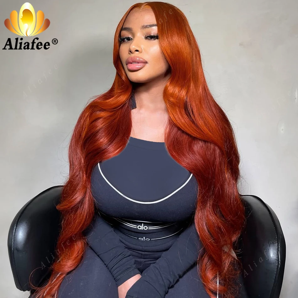 

Orange Color Body Wave 13x4 200% Density Body Wave Wigs Human Hair for Women Big Save Ginger Orange Colored Pre Plucked Wigs