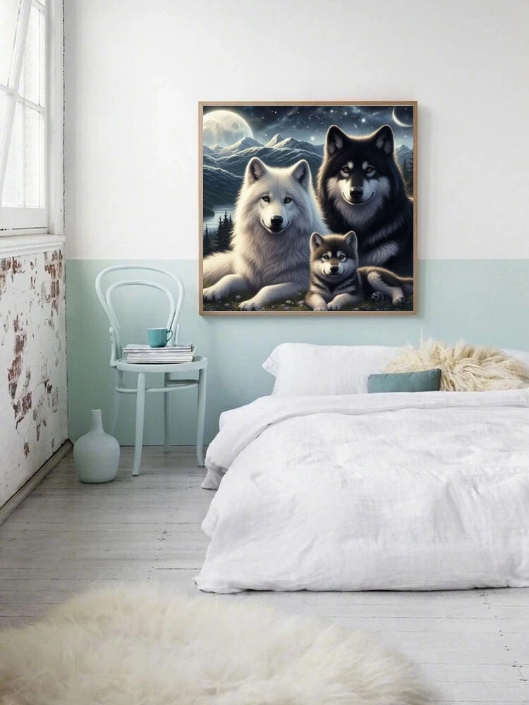 5D DIY Diamond Painting Animal Wolf Diamond Mosaic Rhinestone Embroidery Full Round Diamond Cross Stitch Art Handmade Gifts