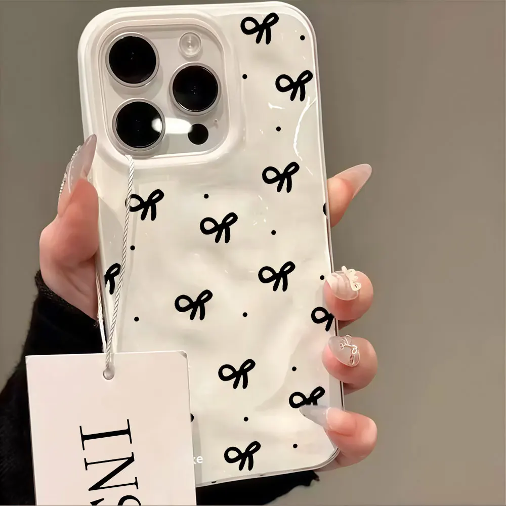 Coque de téléphone antichoc en TPU souple avec motif cœur rouge et ondulations 3D pour iPhone 17, 16, 15, 14, 13, 12, 11 Pro Max, 17 Air, 15, 16 Plus
