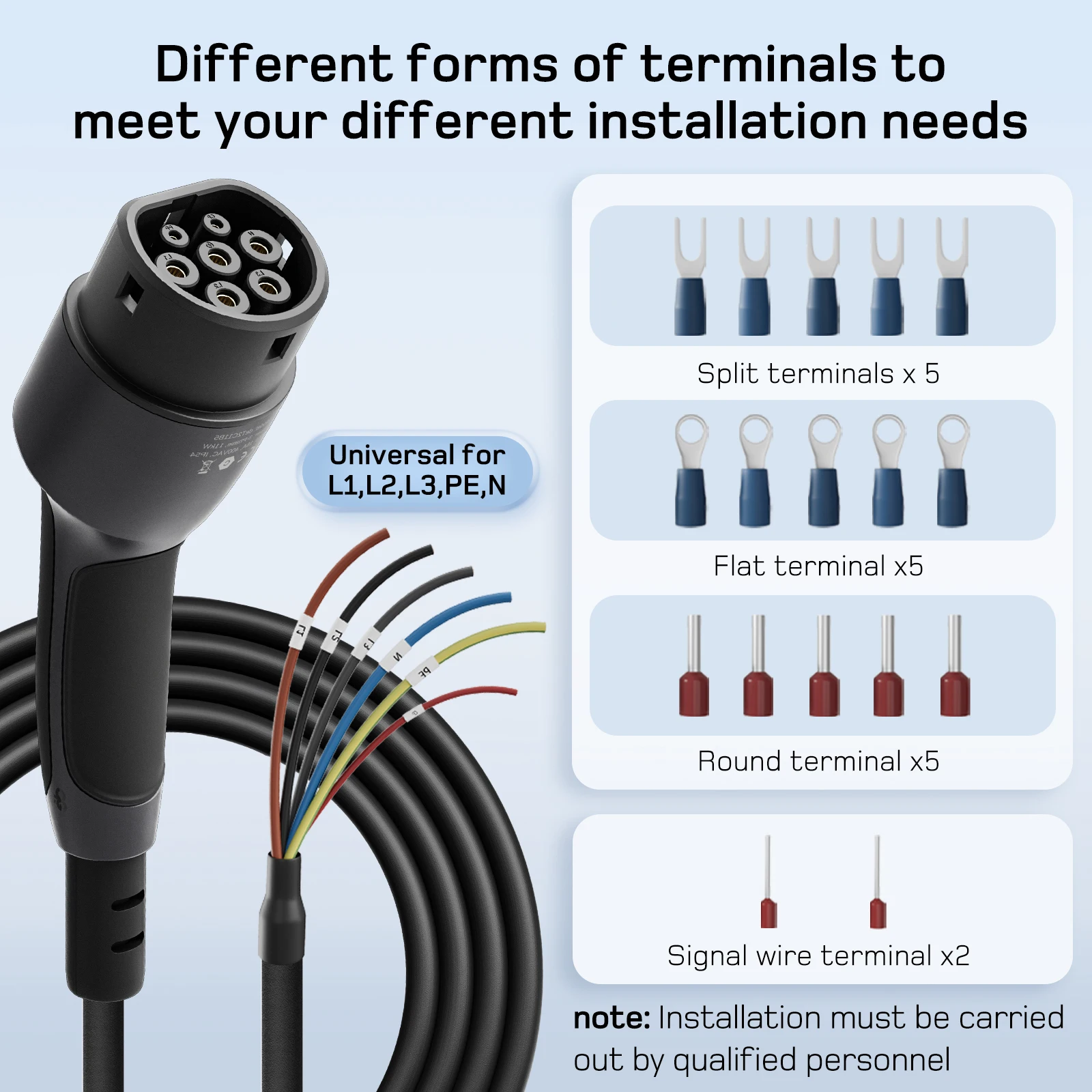 نوع dé 2 Wallbox استبدال كابل 11kW 3 المرحلة 16A كابل شحن السيارة الكهربائية لفتح نهاية 5m 7m 10m 15m 20m 25m خيارات