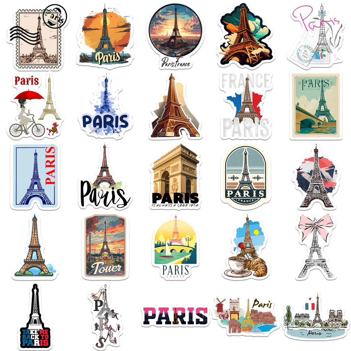 Pegatinas de grafiti de París y Francia, paisaje de viaje al aire libre, juguetes DIY, secreto para botella, álbum de recortes, bolsa de viaje, calcomanías estéticas, 10/50 Uds.