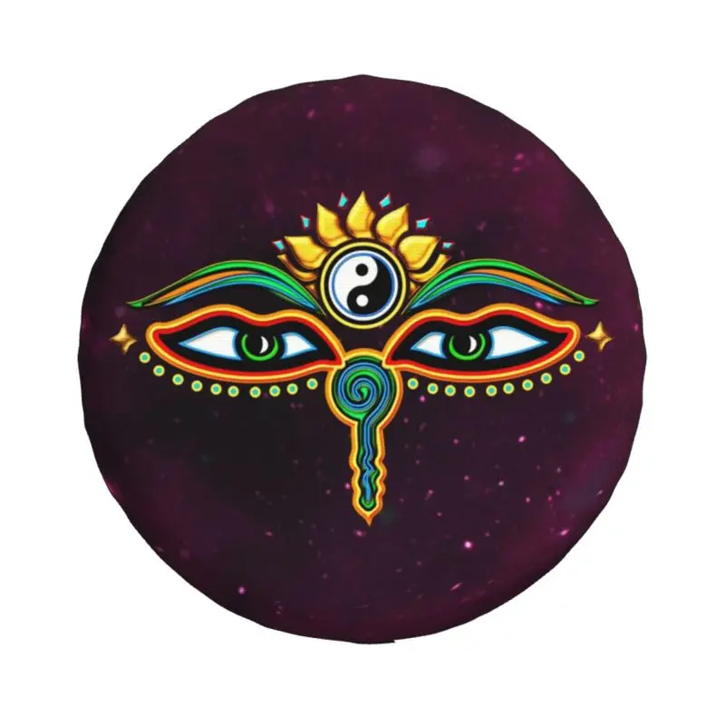 Buddha Eyes Symbol Spare Tire Cover for Prado Pajero Jeep Buddhism Buddhist Meditation Spiritual 4WD 4x4 RV Car Wheel Protector