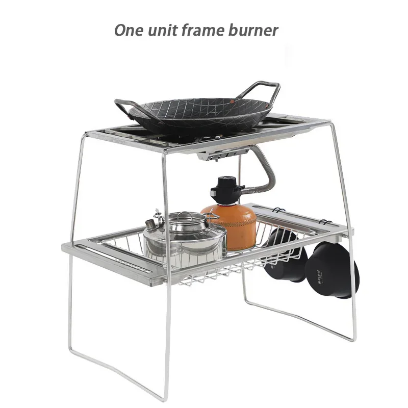 

Stainless Steel Camping Stove Table Portable Folding Cooking Rack Outdoor Picnic Folding Rack Adapted GS450