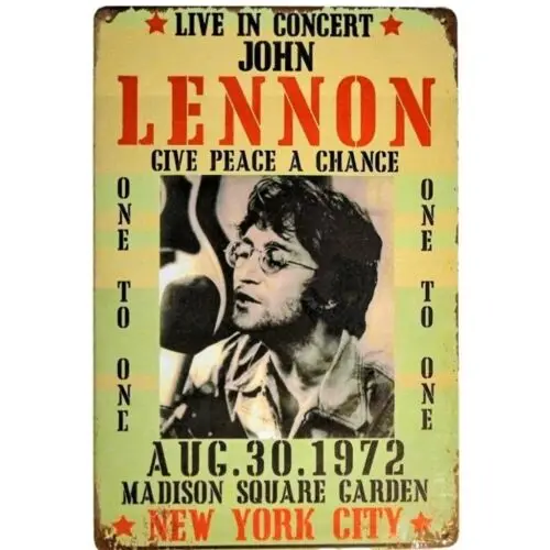 John Lennon Vintage Concert Metal Sign 70s Rock  Roll Poster Tin Sign 12x8