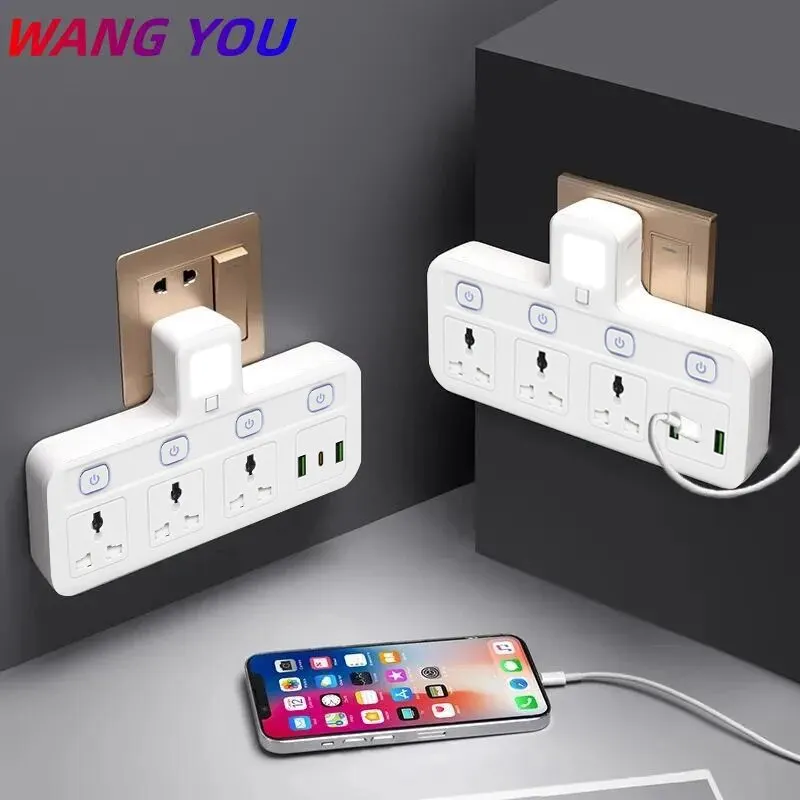 EU US UK Plug Universal listwa elektryczna Multitap AC oddzielny gniazdo ścienne sterujący z USB szybki ładowaniem przejściówka Adapter Multiprise