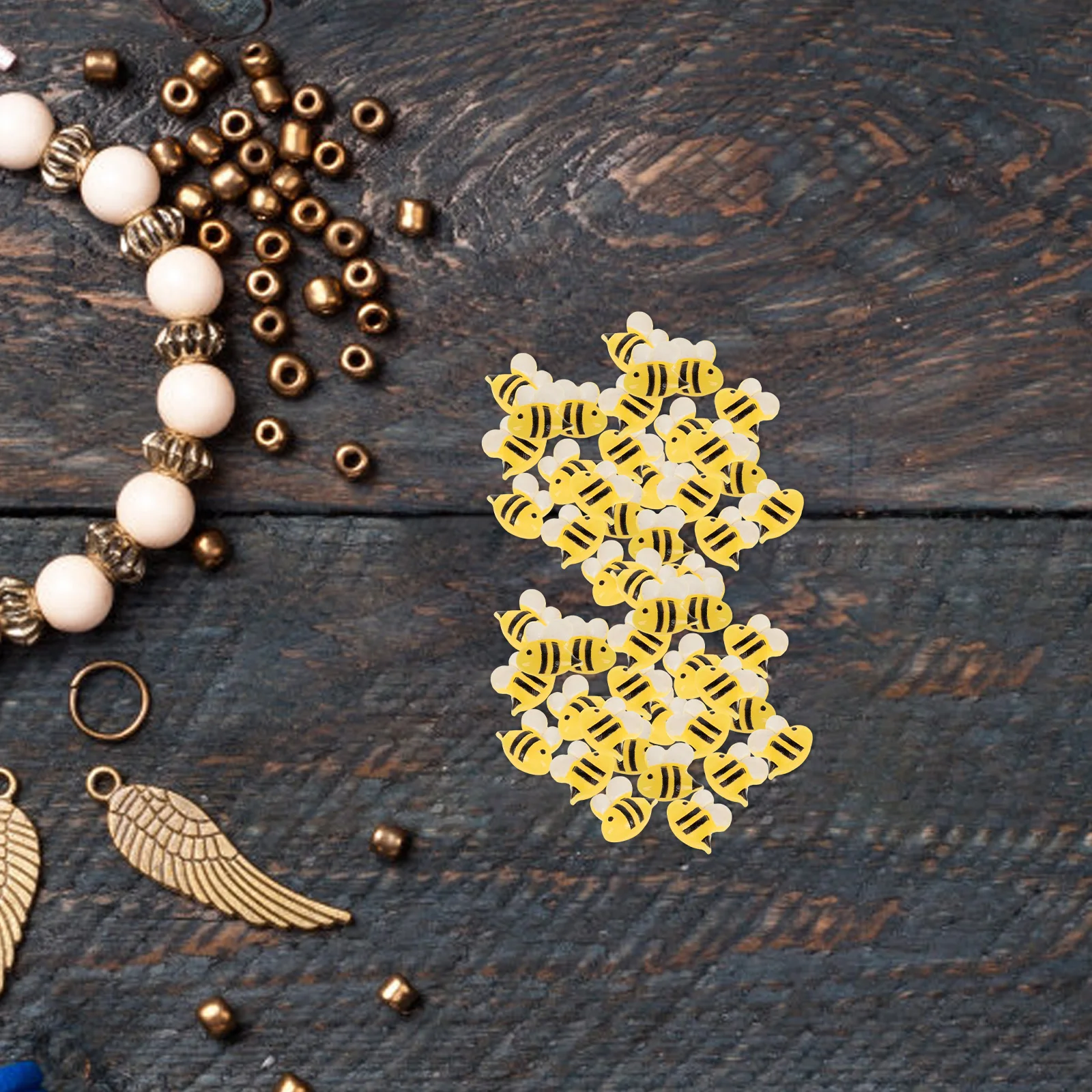 

50 Pcs Bee Pendant Craft Decorations Accessories Resin Ornaments for Crafts Office