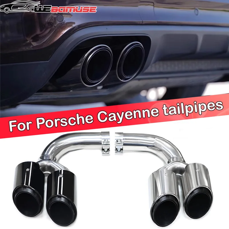 Quad Exhaust Tip for Porsche Cayenne Hybrid Gasoline Vehicles 2018 To 2024 Muffler Tip Black Tailpipe Exhaust System Nozzle Tip