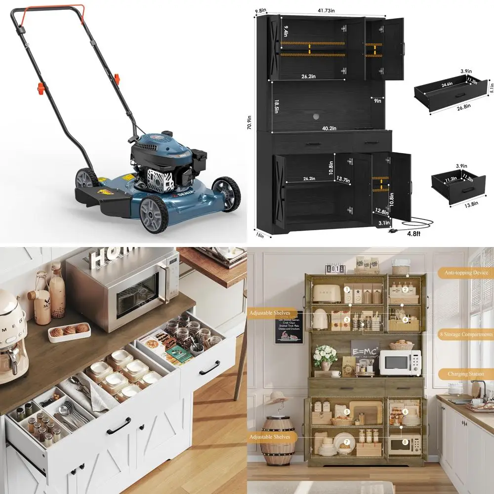 

20-дюймовая газонокосилка с четырьмя циклами объемом 144 куб.см и регулируемой высотой для использования на ходулях